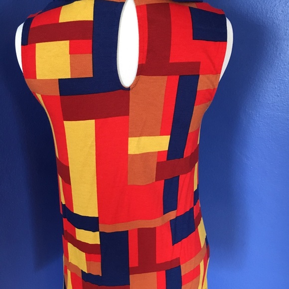 ModCloth Colorblock Retro 60s mod tunic top with Peter Pan collar jewel tone - Picture 4 of 9